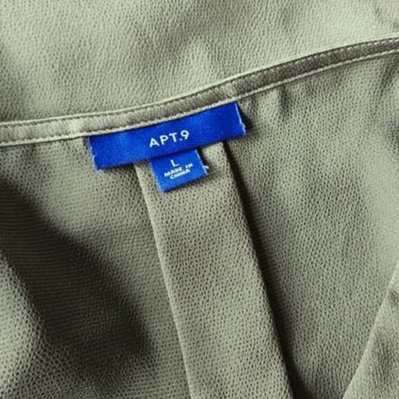 APT. 9, Stylish olive green long sleeve front crossover v-neck blouse - Picture 8 of 8